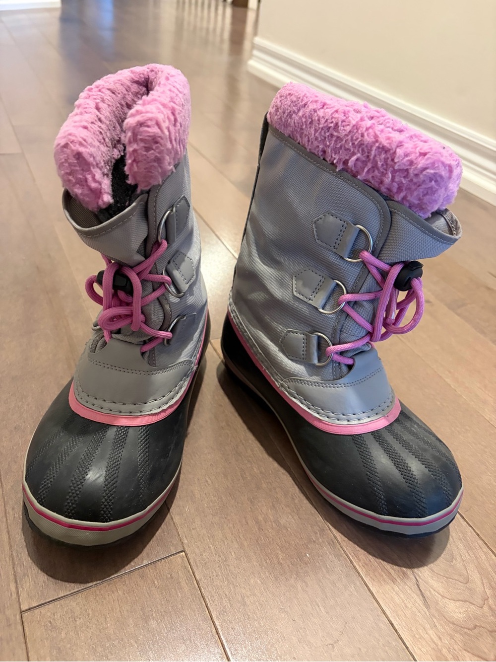 Sorel Kids Gray, Pink and Black Insulated Snow Boots